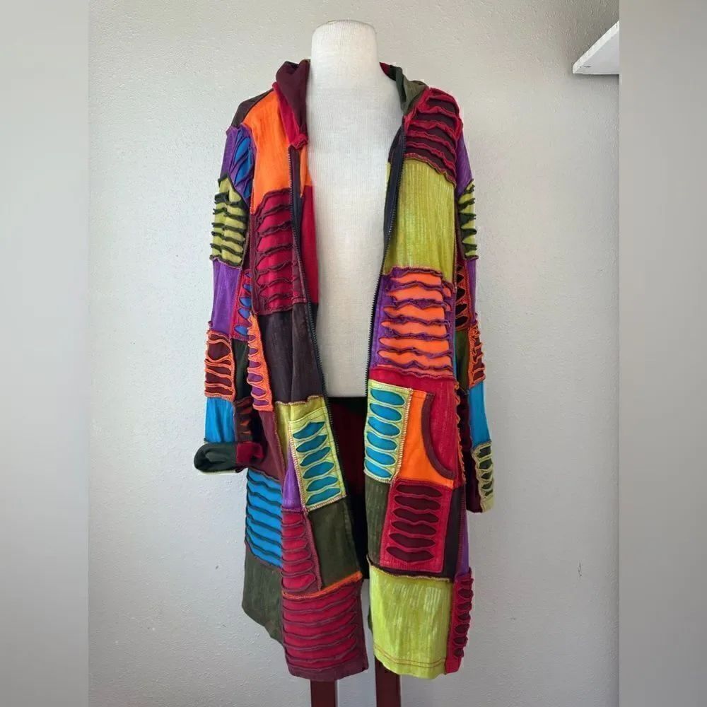 EUC Unbranded Colorful Zip Up Coat